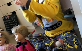 Noah insisted on getting Kate [in the wheelchair] an assistant dog!